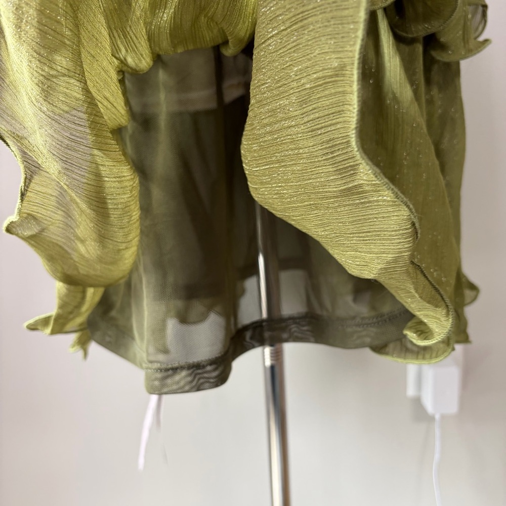 Missguided Green Metallic Tiered Ruffle Mini Dress - Picture 10 of 11